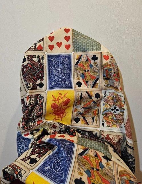 Tissu en édition limitée Art Déco avec cartes à jouer -, Antiek en Kunst, Antiek | Tapijten, Tafelkleden en Textiel