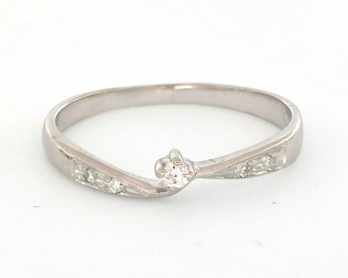 Zonder Minimumprijs - Ring - 18 karaat Witgoud - 0.10ct. tw., Handtassen en Accessoires, Ringen