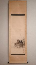 Herfstbloemen en gras - Twee hazen - hangende rol - Met de