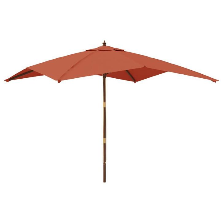 Houten Paal Parasol | OP = OP | 55% Voordeel, Tuin en Terras, Parasols, 3 tot 4 meter, Waterdicht, Nieuw, Stokparasol, Verzenden