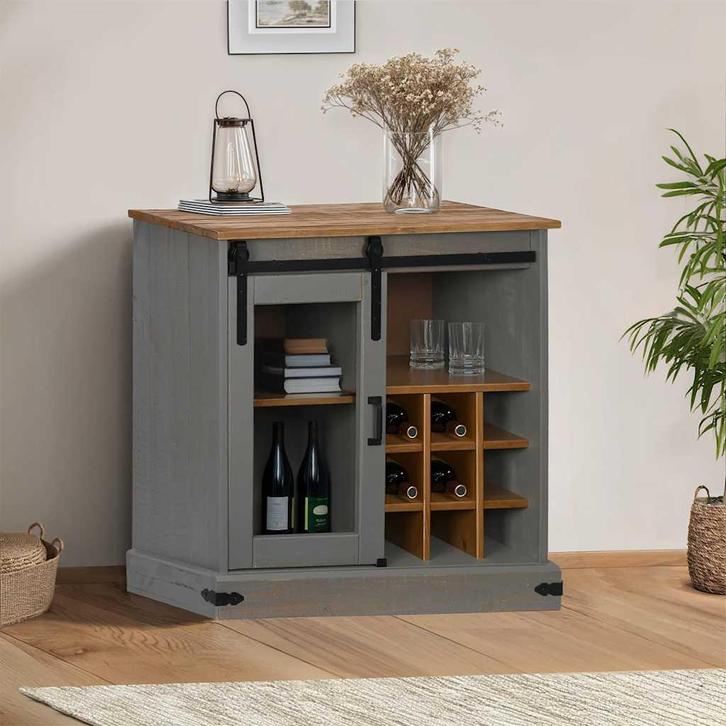 vidaXL Dressoir HALDEN met schuifdeur 80x40x80 cm massief, Huis en Inrichting, Kasten | Dressoirs, Nieuw, Verzenden