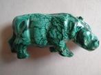 malachiet nijlpaard - Hoogte: 6 cm - Breedte: 13.5 cm- 565 g