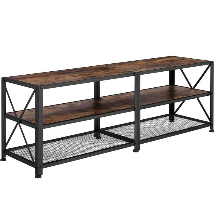 tectake TV-meubel - 141 cm, Industrieel hout donker, rustiek, Huis en Inrichting, Kasten |Televisiemeubels, Verzenden