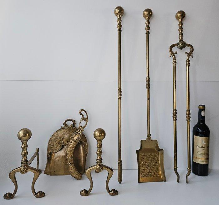 Franse haardset van topkwaliteit - 5 kg - Vuurbok - Messing, Antiek en Kunst, Curiosa en Brocante
