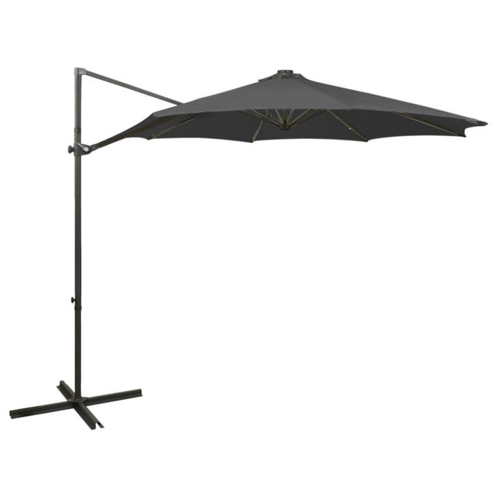 vidaXL Zweefparasol met paal en LED-verlichting 300 cm, Tuin en Terras, Parasols, Nieuw, Verzenden