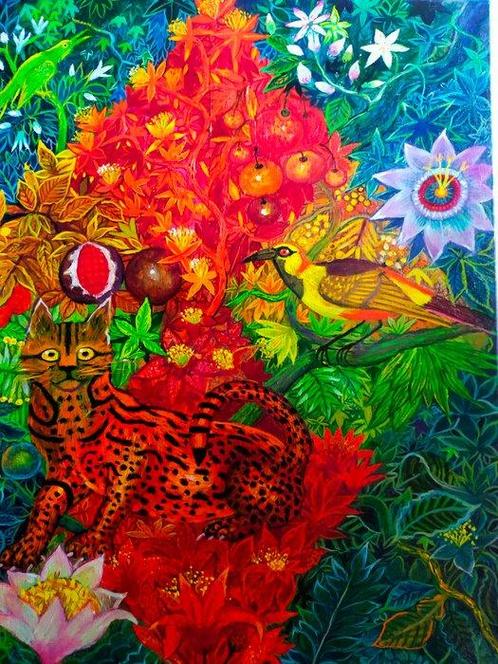 Claudine Suret-Canale - Le chat sauvage, Antiek en Kunst, Kunst | Schilderijen | Klassiek