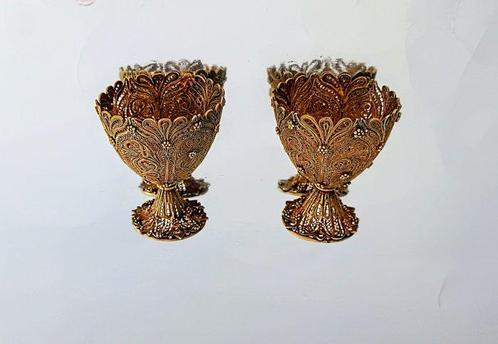 Pair de zarf en filigrane doré - tasse - argent .900 -, Antiek en Kunst, Kunst | Niet-Westerse kunst