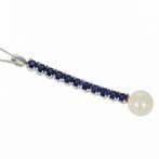 Ketting met hanger - 18 karaat Witgoud - 0.88ct. tw. Saffier