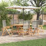vidaXL Tuin Eettafel Set 7 pcs Grijs Massief acaciahout en, Tuin en Terras, Verzenden, Nieuw