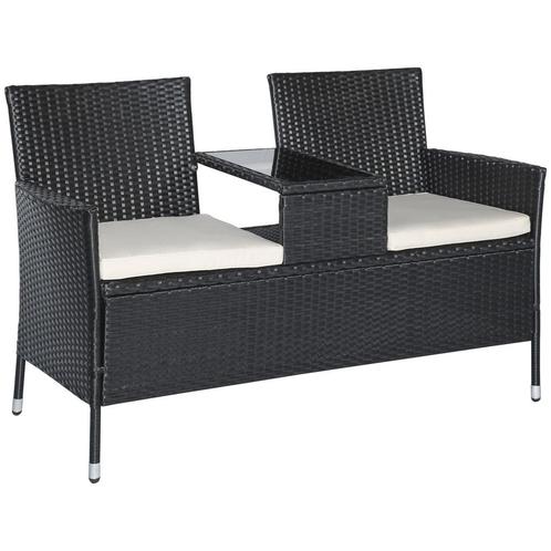Tuinbank - Moderno - Polyrotan - Weerbestendig - Zwart, Tuin en Terras, Tuinsets en Loungesets, Nieuw, Ophalen of Verzenden