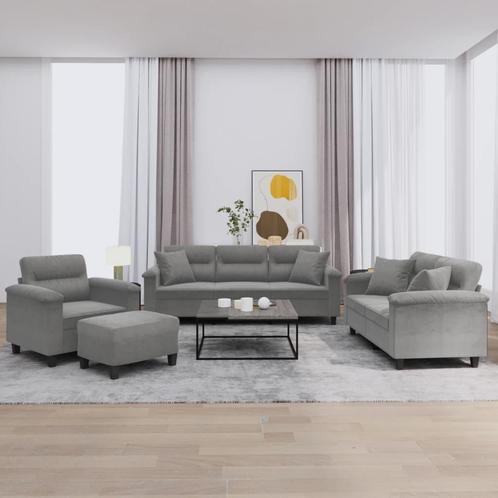 vidaXL 4-delige Loungeset met kussens microvezelstof, Huis en Inrichting, Zetels | Zetels, Nieuw, Verzenden