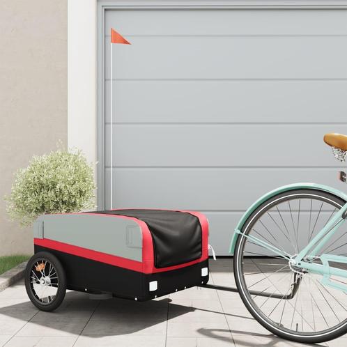 vidaXL Fietstrailer 45 kg ijzer zwart en rood, Vélos & Vélomoteurs, Accessoires vélo | Remorques, Envoi