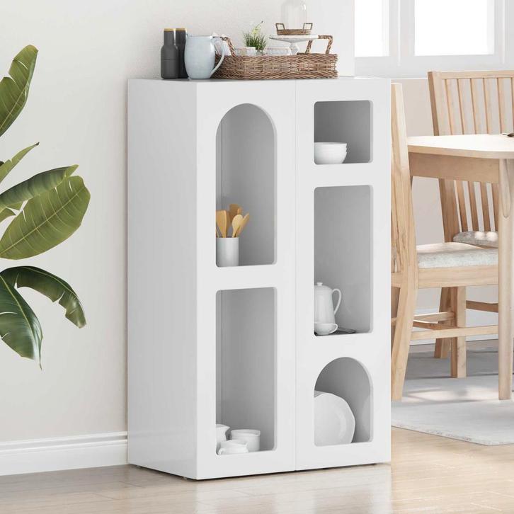 vidaXL Dressoir Hoogglans wit 59 x 35 x 100,5 cm Bewerkt, Huis en Inrichting, Kasten | Dressoirs, Nieuw, Verzenden