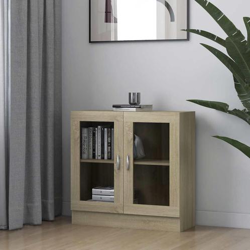 vidaXL Vitrinekast 82,5x30,5x80 cm bewerkt hout sonoma, Huis en Inrichting, Kasten | Boekenkasten, Nieuw, Verzenden