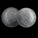 France. Louis Philippe I. 5 Francs 1839-A & 1842-W (lot of 2, Postzegels en Munten