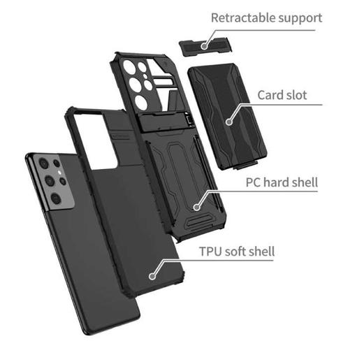 Samsung Galaxy S20 FE - Armor Card Slot Hoesje met Kickstand, Télécoms, Téléphonie mobile | Housses, Coques & Façades | Samsung