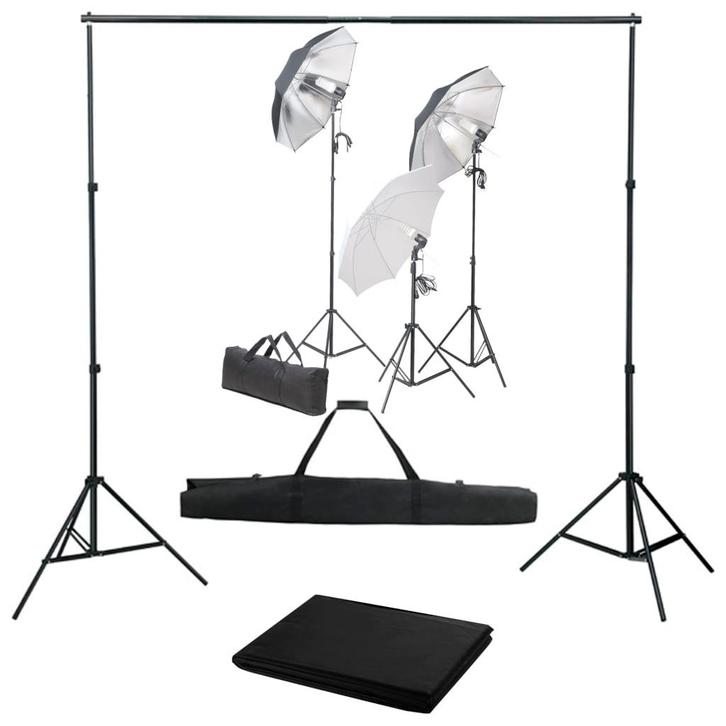 vidaXL Fotostudioset met verlichtingsset en achtergrond, TV, Hi-fi & Vidéo, Photo | Studio photo & Accessoires, Envoi