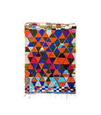 Zeldzaam vintage Marokkaans Boucherouite tapijt – Gedurfd, Maison & Meubles