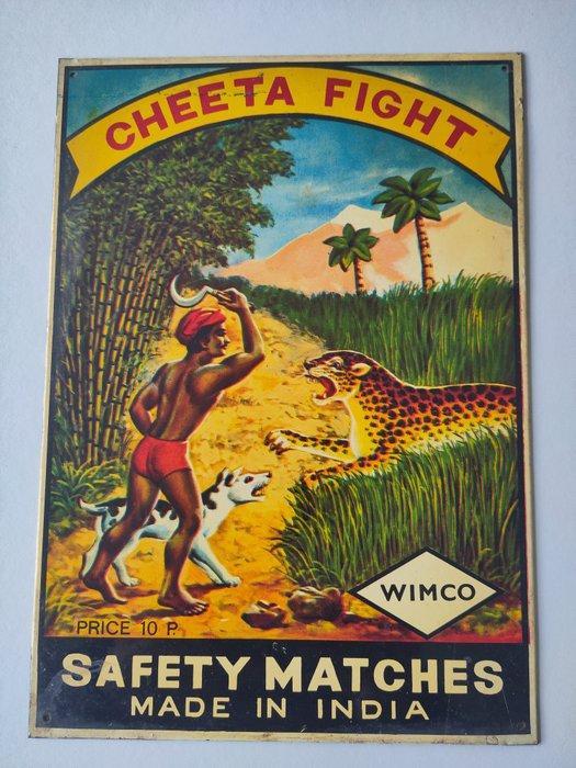 Wimco Cheeta Fight Safety Matches - Zündhölzer - Panneau -, Antiek en Kunst, Antiek | Wandborden en Tegels