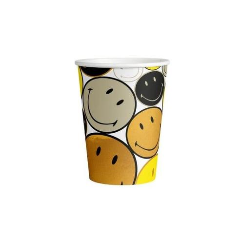 Gekleurde Bekers Smiley 250ml 8st, Hobby en Vrije tijd, Feestartikelen, Nieuw, Verzenden