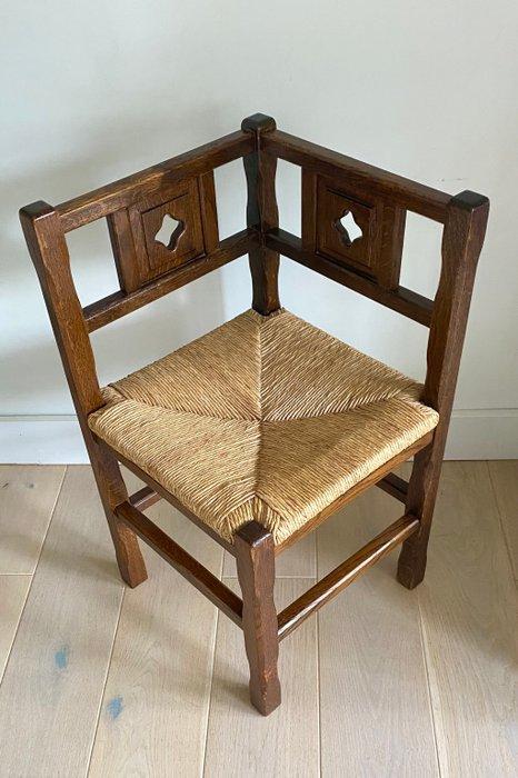 Stoel - Eik - Eiken biezen hoekstoel, Antiek en Kunst, Curiosa en Brocante