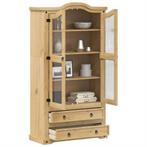 vidaXL Vitrinekast Corona 99x43x187 cm massief grenenhout, Huis en Inrichting, Kasten | Dressoirs, Verzenden, Nieuw