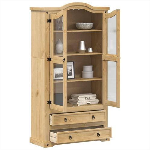 vidaXL Vitrinekast Corona 99x43x187 cm massief grenenhout, Huis en Inrichting, Kasten | Dressoirs, Nieuw, Verzenden