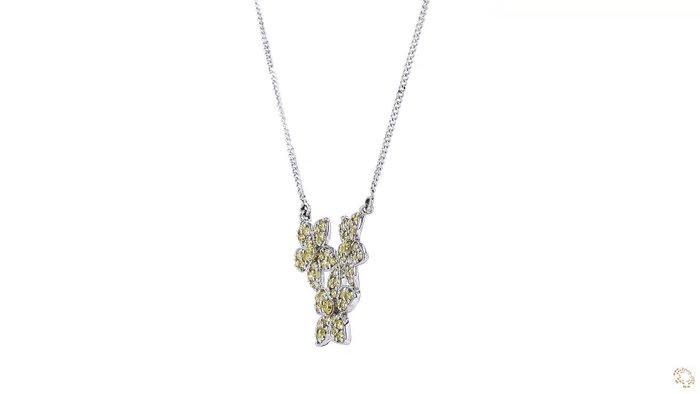 Halsketting Platina - 0.70ct. tw. Geel Diamant (Natuurlijk, Handtassen en Accessoires, Kettingen