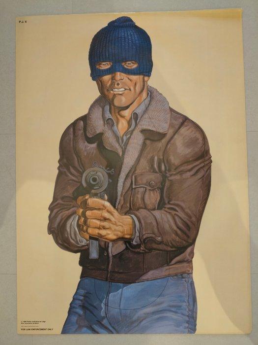malik - Vintage politie schietschijf/poster - Jaren 1980, Antiquités & Art, Art | Dessins & Photographie