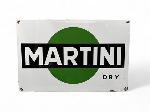 Emaille reclamebord Martini Dry - Reclamebord - Emaille,, Antiquités & Art, Antiquités | Assiettes décoratives & Carrelages