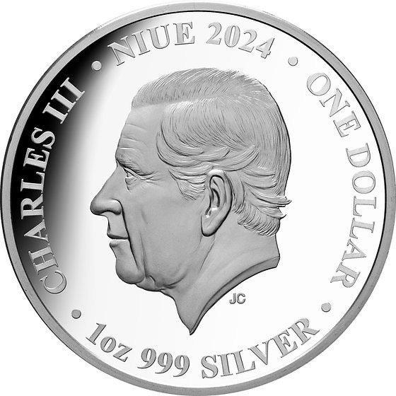 Niue. 1 Dollar 2024 Big Foot Colorized & Proof, with Box -, Postzegels en Munten, Munten | Europa | Niet-Euromunten