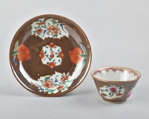 Theekom - EEN CHINESE CAPUCIN FRUIT THEEKOM EN SCHOTEL -, Antiek en Kunst, Antiek | Overige Antiek