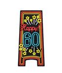 Warning Sign Hoera 60 Jaar Neon 62,5cm