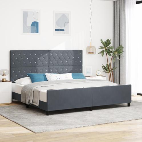 vidaXL Bed Frame Donkergrijs 200x200 cm Velvet, Huis en Inrichting, Slaapkamer | Bedden, Nieuw, Verzenden