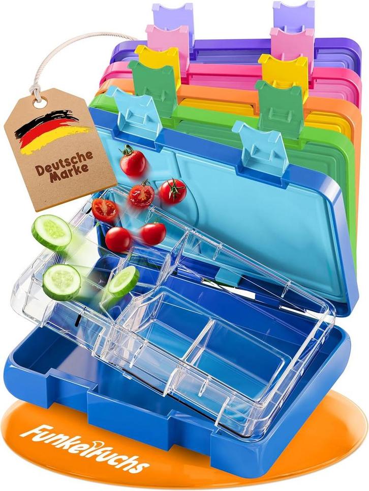 2dekans | Funkelfuchs® - Lunchbox kinderen met vakverdeling, Diversen, Schoolbenodigdheden, Ophalen of Verzenden