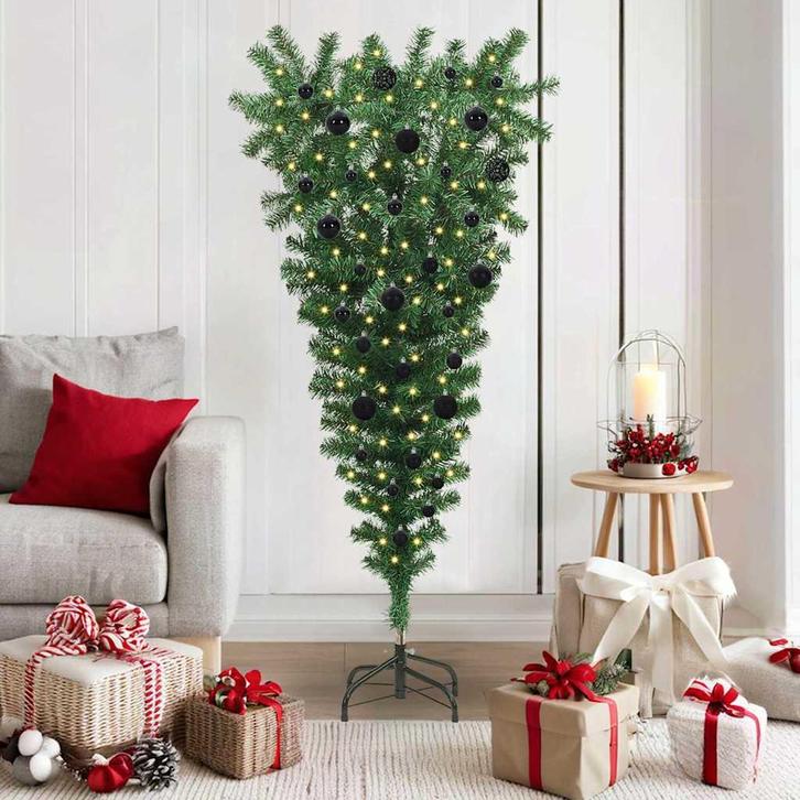 vidaXL Opvallende kunst kerstboom met ballenset Groen 150 cm, Diversen, Kerst, Nieuw, Verzenden