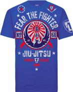 Fear the Fighter Jiu Jitsu T-Shirts Katoen Blauw, Vechtsport, Verzenden
