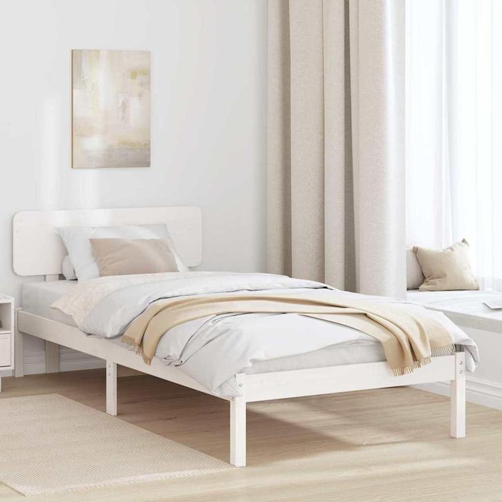 vidaXL Bedframe met hoofdeinde Wit 80 x 200 cm Massief, Huis en Inrichting, Slaapkamer | Bedden, Nieuw, Verzenden