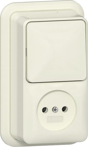 Gira Opbouw 2-Pole Schakelstopcontact Combinatie Crème Wit -, Doe-het-zelf en Bouw, Elektriciteit en Kabels, Verzenden