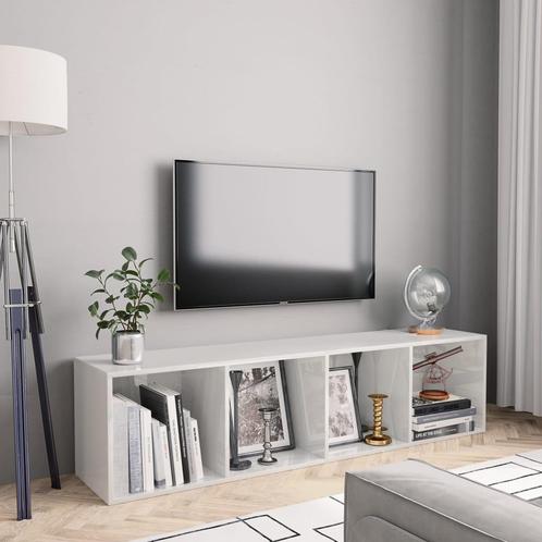 vidaXL Boekenkast/tv-meubel 143x30x36 cm hoogglans wit, Maison & Meubles, Armoires | Armoires murales, Envoi