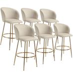 tectake Barkruk Luana, met rugleuning, fluweellook - creme/g, Huis en Inrichting, Barkrukken, Verzenden, Nieuw