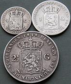 Nederland. Willem II. 1/2, 1, 2 1/2 Gulden 1848(3 stuks)