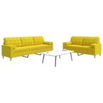 vidaXL 2-delige Loungeset met sierkussens stof lichtgeel, Verzenden