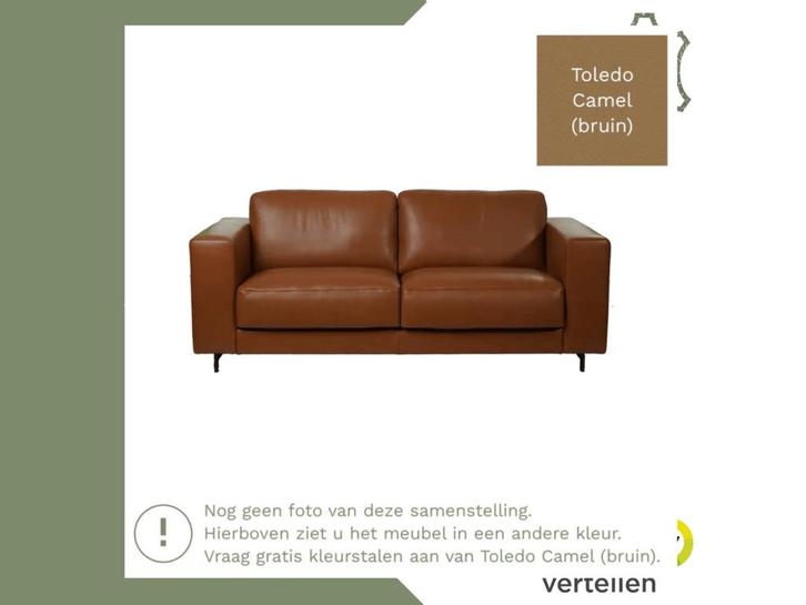 Leren bank Clear - 3 zits - Toledo Camel (bruin) - Poten, Antiek en Kunst, Antiek | Meubels | Stoelen en Sofa's, Ophalen of Verzenden