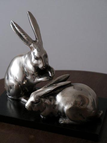 Ornement décoratif - Statue de lapins en bronze Art Déco -