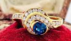 Ring - 18 karaat Geel goud Saffier - Diamant, Handtassen en Accessoires, Ringen, Nieuw