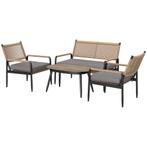Loungeset - Weerbestendig - Donkergrijs, Tuin en Terras, Ophalen of Verzenden, Nieuw