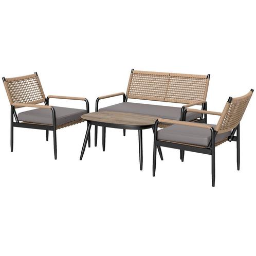 Loungeset - Weerbestendig - Donkergrijs, Tuin en Terras, Tuinsets en Loungesets, Nieuw, Ophalen of Verzenden