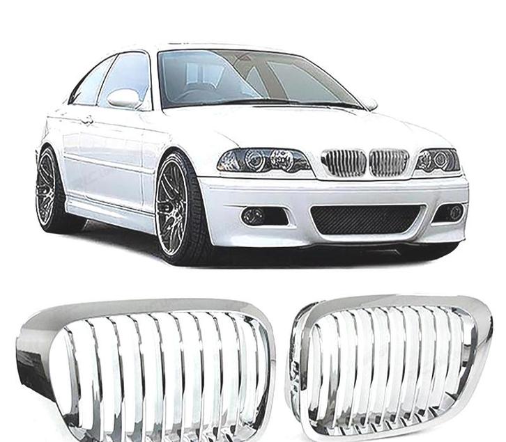 CALANDRES BMW E46 COUPÉ CABRIO 99-03 LOOK M CHROMÉ, Auto-onderdelen, Carrosserie, Verzenden