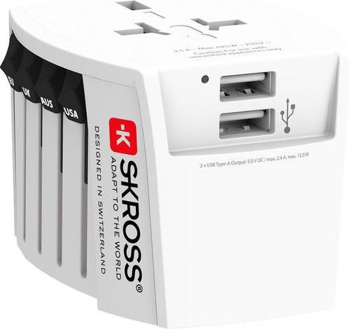 Reisadapter - Wereld adapter MUV 2-polig + 2xUSB 2400 mA..., Computers en Software, Pc- en Netwerkkabels, Nieuw, Verzenden
